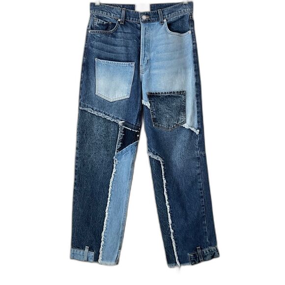 Revice Patchwork Jeans Button Fly Rigid Distressed Casual Streetwear Blue 30 - Picture 1 of 10